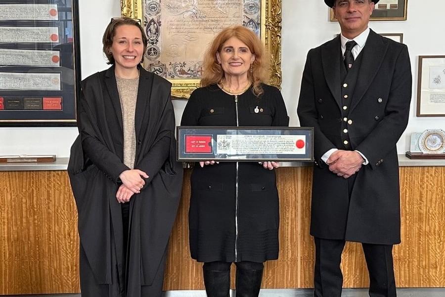 Claire Scaramanga receiving the Freedom of the City of London