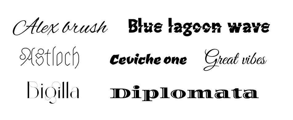An image displaying different set of display fonts