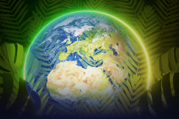 Image of the plant earth with a green glow
