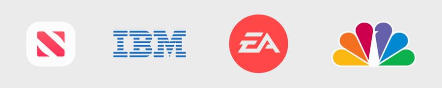An example of closure logos. From left to right: Apple News, IBM, EA games and the NBC logo