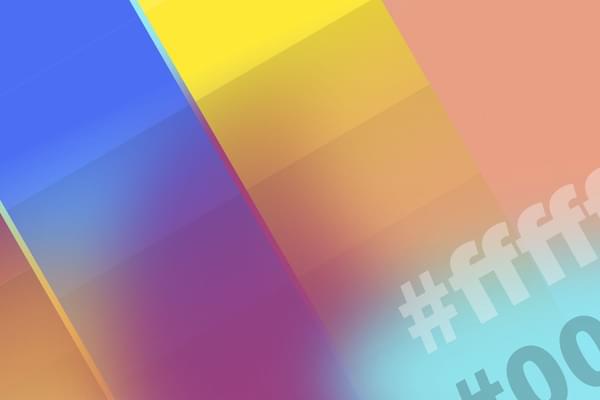 Blocks of colour stacked on top of each other showing different shades of blue, yellow and oranges.