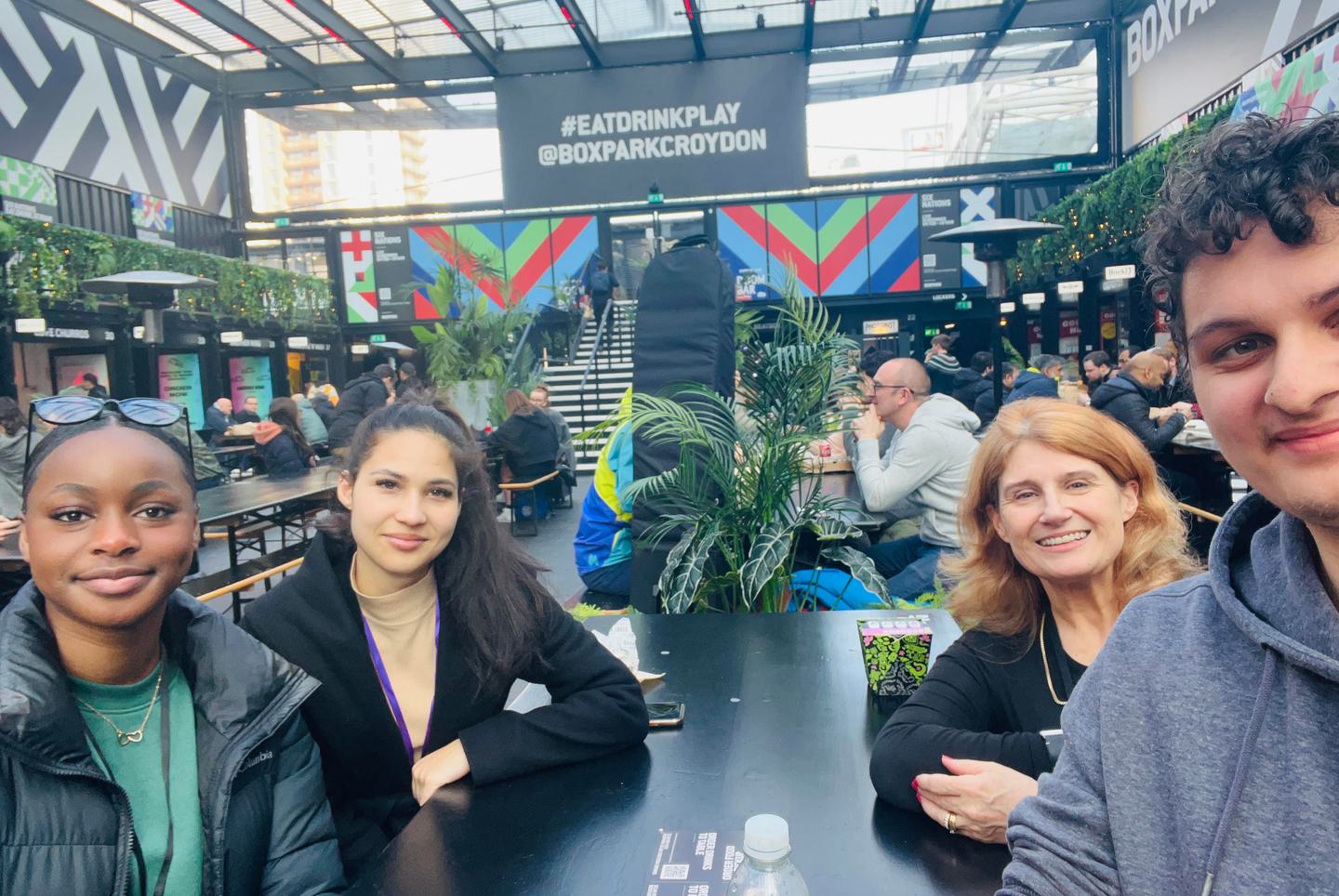 Left to right: Rebecca Adebusuyi, Sophie Rodrigues, Claire Scaramanga and Kieran McNeill at Boxpark Croydon