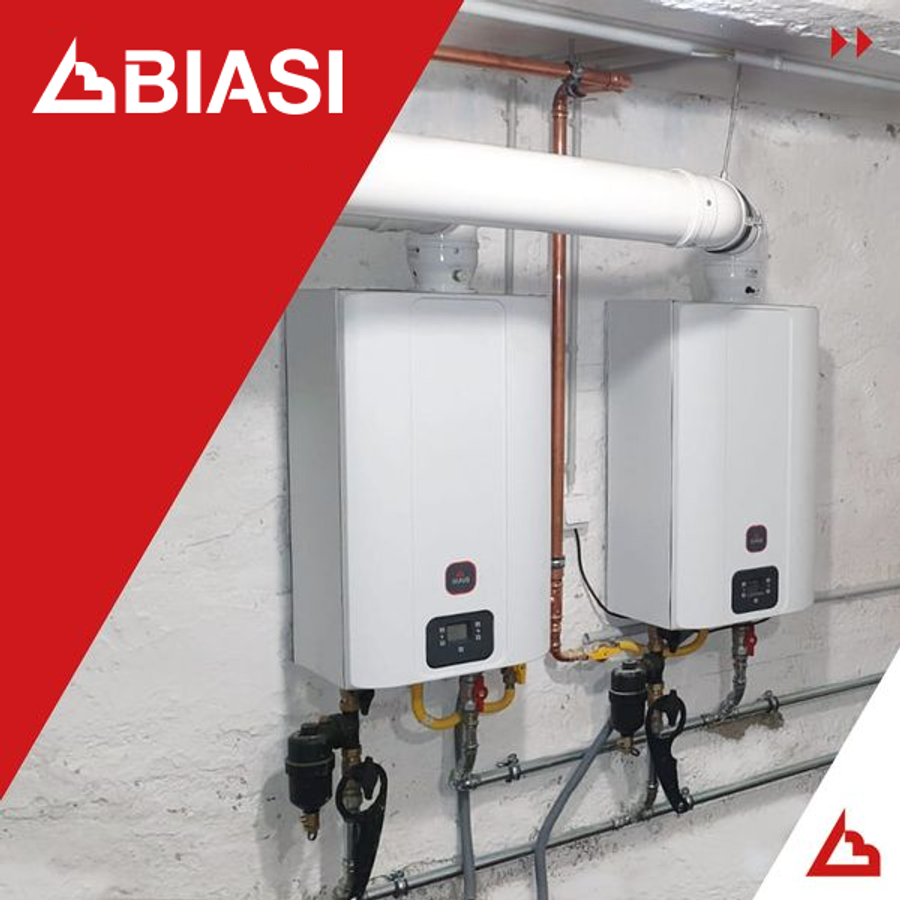 Showing an installed Biasi boiler