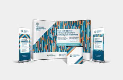 A compilation of the High Court Enforcement Group exhibition stand