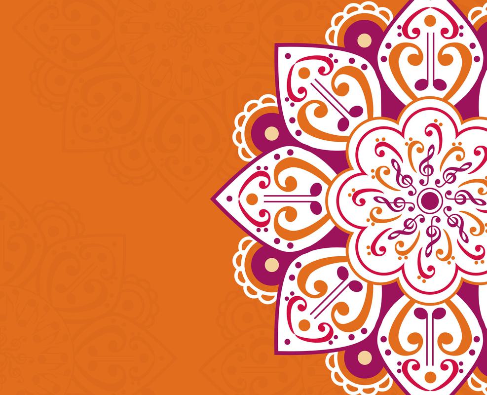 Orange background with rag and tal repeat pattern