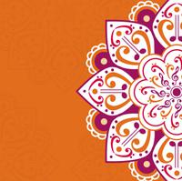 Orange background with rag and tal repeat pattern